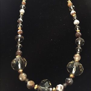 Smokey quartz/Dalmatian jasper necklace/ earrings